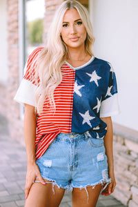 Star and Stripe V-Neck Top