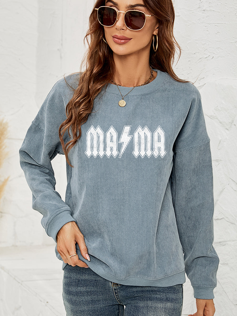 Mama Graphic Dropped Shoulder Sweatshirt