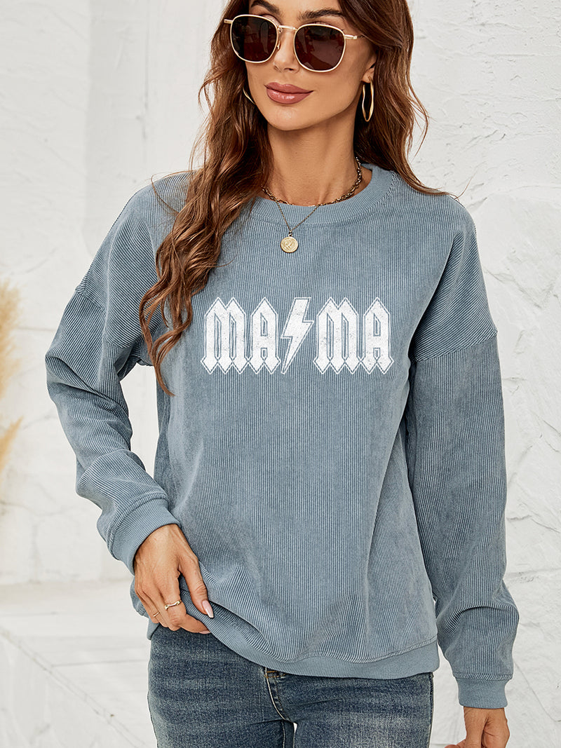 Mama Graphic Dropped Shoulder Sweatshirt