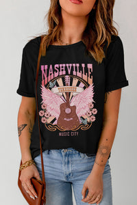 Nashville Tennessee Music City Graphic Round Neck Tee