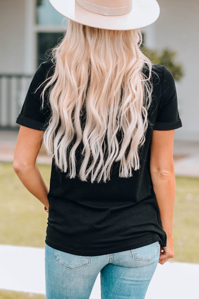 Nashville TN Music City Graphic Cuffed Sleeve Round Neck Tee