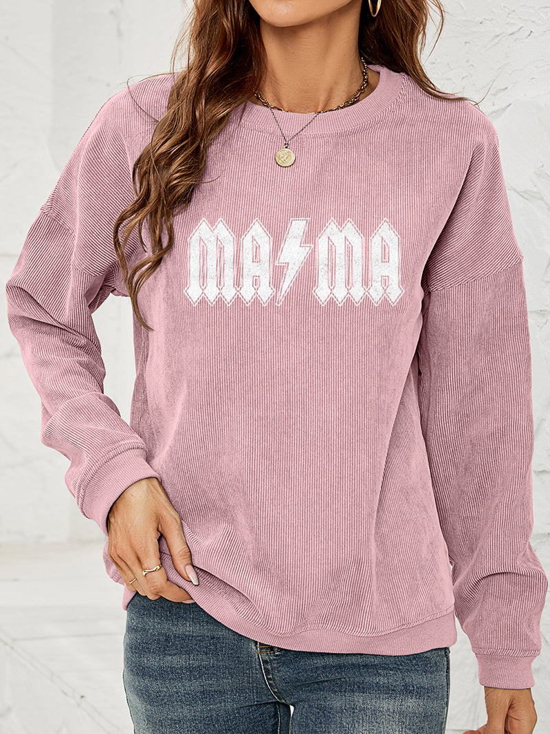 Mama Graphic Dropped Shoulder Sweatshirt