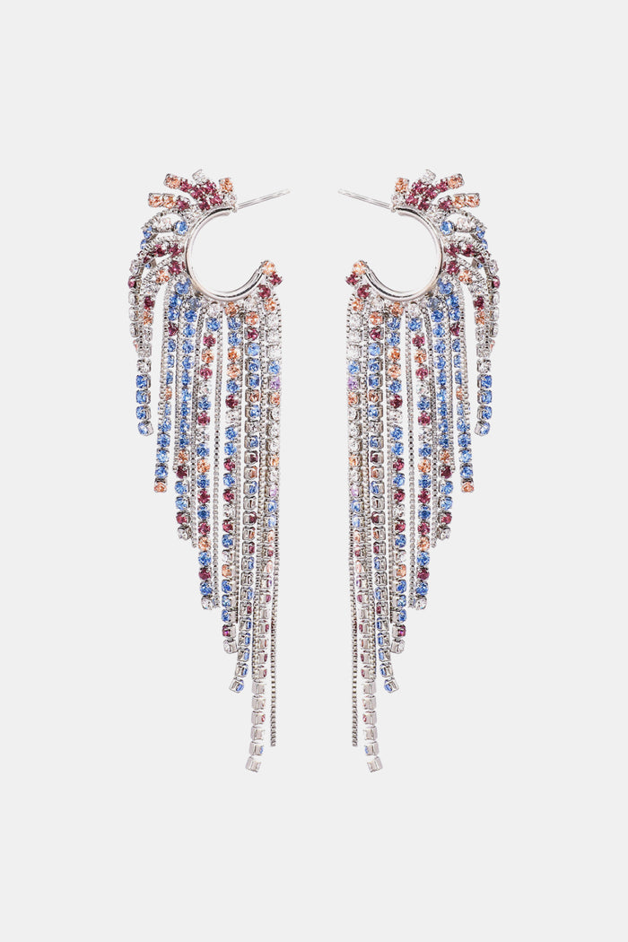 Fringed Rhinestone Zinc Alloy Dangle Earrings