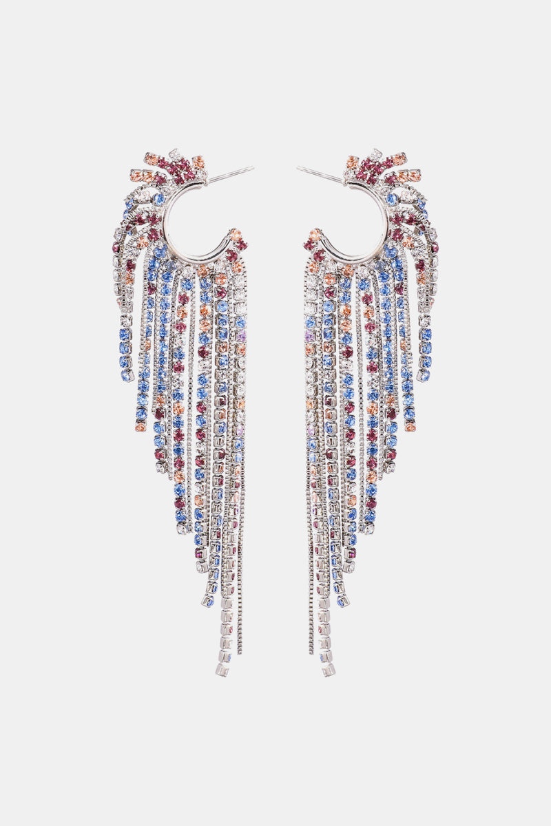 Fringed Rhinestone Zinc Alloy Dangle Earrings